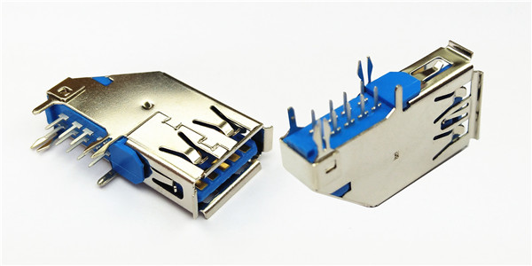 单层USB3.0 A-TYPE 蓝胶 G.F 90度侧插