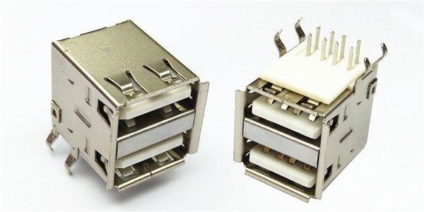 双层USB2.0 A-TYPE 白色 端子G.F 外壳SPCC镀Ni
