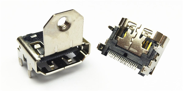 HDMI 19P SMT型(有耳有弹,四脚卡点，螺丝孔高7,2)