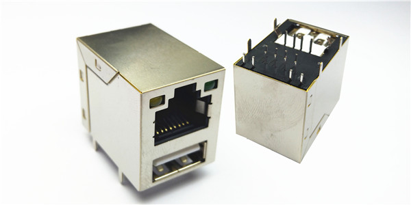 RJ45+单层USB2.0带LED左黄右绿（G.F）